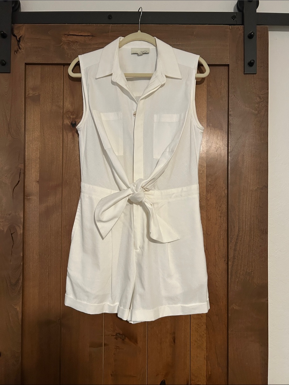 Pinch White Sleeveless Tie-Waist Romper
